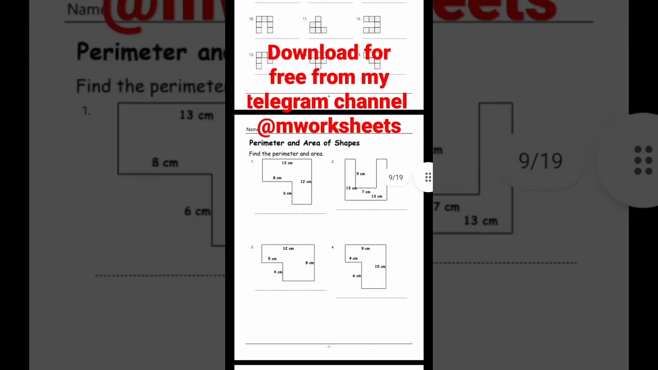 Geometrie worksheets, perimeter, area and surface area