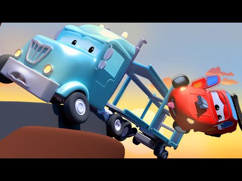 Policijski auto za djecu -  NOSAČ AUTIJU Charlotte je ZAPELA na planini - Crtići sa autima za djecu