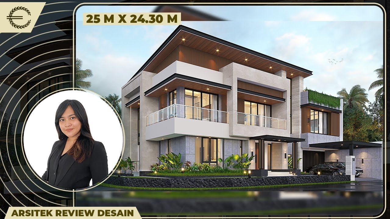 Video 3D Jasa Arsitek Desain Rumah Modern 2.5 Lantai Luas 500 m2 Lebar 25 m