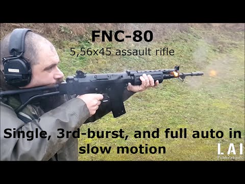 FNC assault rifle : slow motion at the shooting range