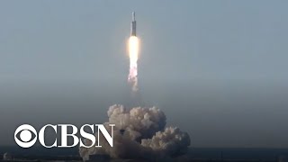 Watch: SpaceX Falcon Heavy rocket blasts off, carrying satellite