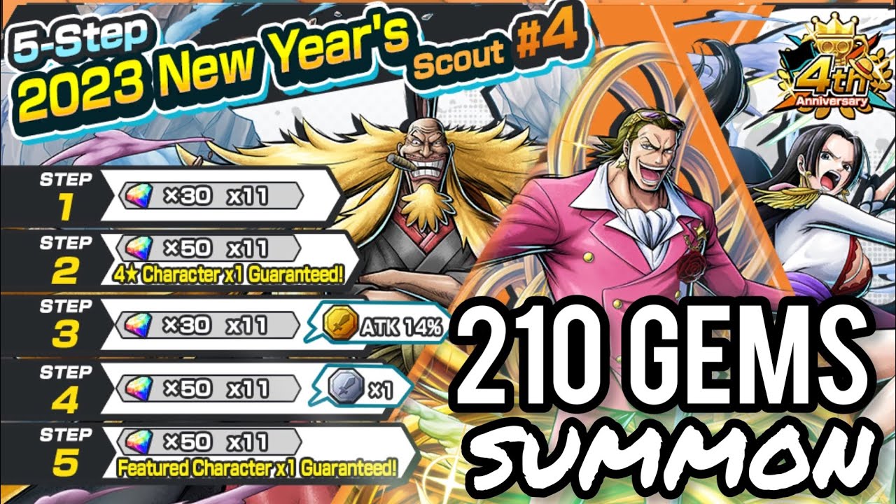 TESORO, SHIKI, BOA Return! 180💎 2023 New Year’s #4 SUMMON | ONE PIECE Bounty Rush (OPBR)