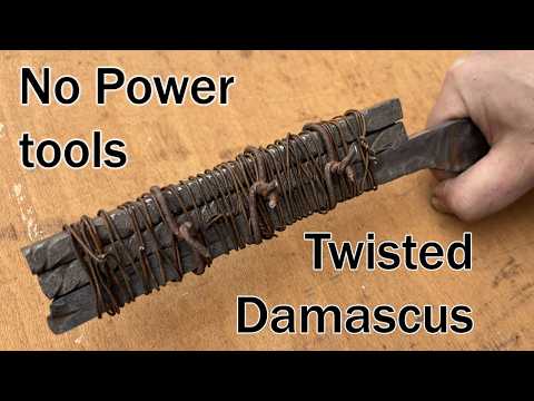Making Twist Damascus knife with No Power tools (except the air blower)