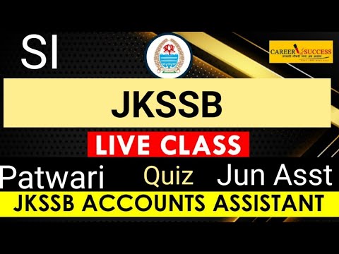 Jkssb Live Quiz For Patwari, Junior aasistant, FAA, SI @Career Success