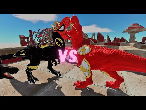 Flash T-Rex vs Batman T-Rex: Death Run in the Twisted Town - Can Justice Prevail?ARBS  #simulator
