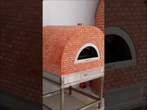Pizza Oven built in brick natural lava stone with balck decor