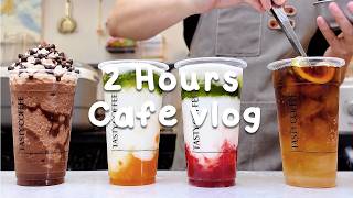 🍊지치고 힘들 땐 음료 ASMR로 힐링해요/주중의 여유로움/2시간 모음☁️2 Hours Vlog/Cafe Vlog/ASMR/Tasty Coffee