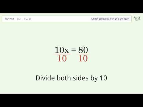 Solve 10x-5=75: Linear Equation Video Solution | Tiger Algebra