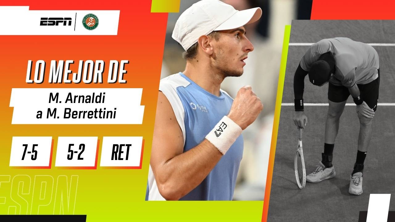 BERRETTINI SE RETIRÓ POR LESIÓN Y ARNALDI AVANZÓ A SEMIS DE ROLAND GARROS POR PRIMERA VEZ | RESUMEN