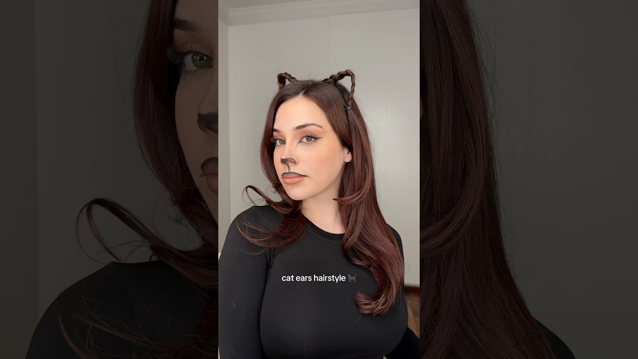 halloween hairstyle tutorial🐈‍⬛ Cat ear  #catears #halloween #hairtutorials #hairstyletutorial