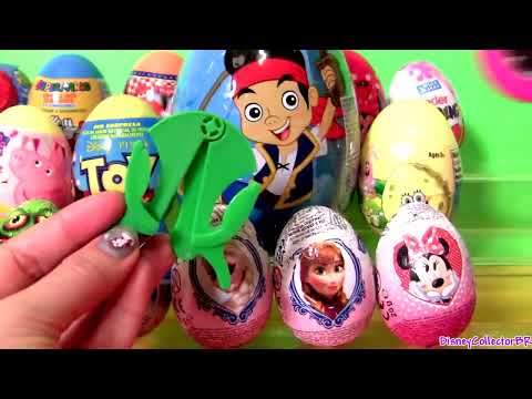 24 Giant Surprise Eggs with Kinder Play Doh Toys Anna & Elsa