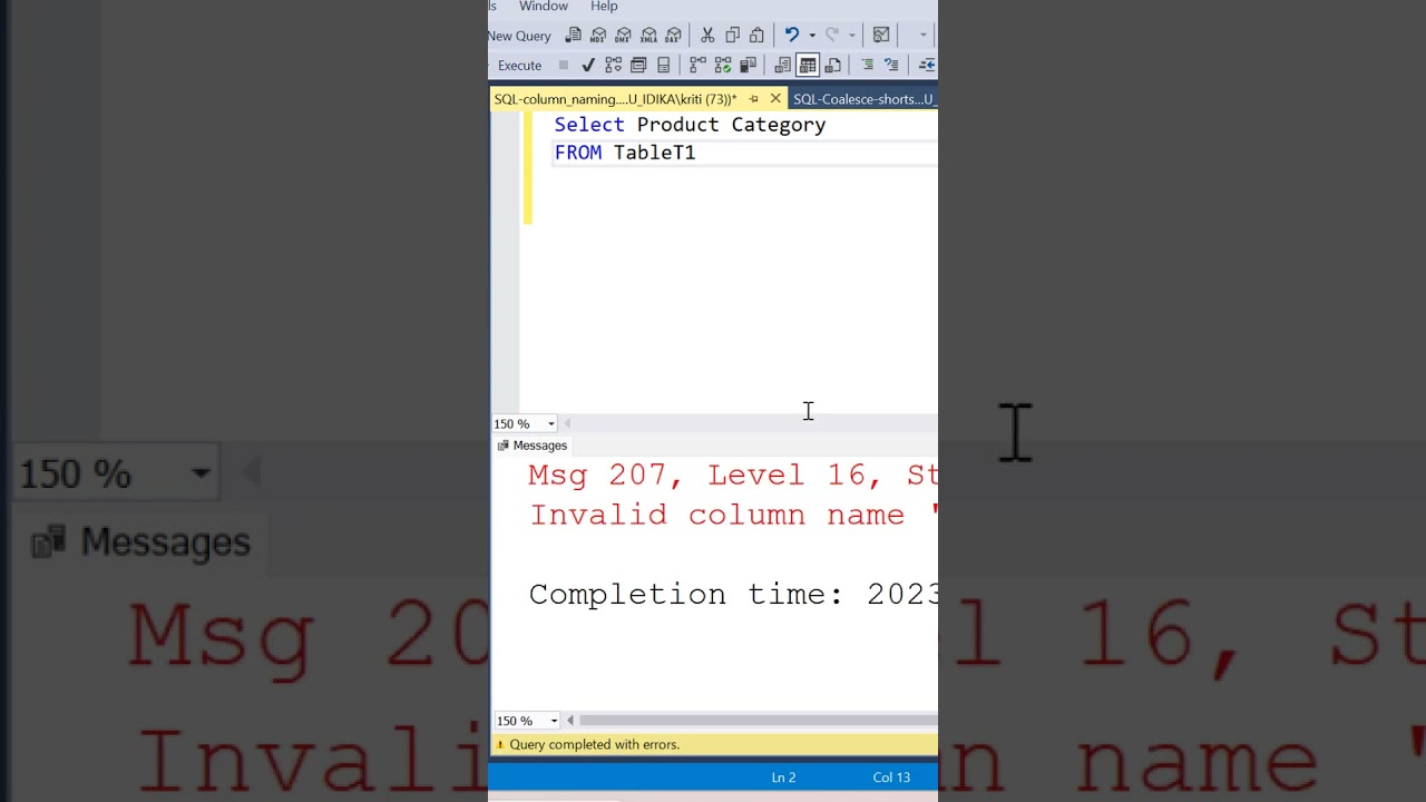 How does SQL handle spacing in names? Zandex