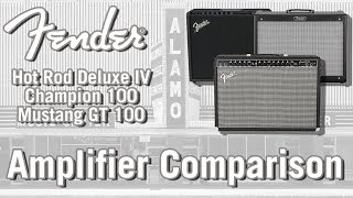 Video thumbnail for 2018 Fender Amplifier Shootout - Hot Rod Deluxe IV - Mustang GT 100 - Champion 100 by Alamo Music Center