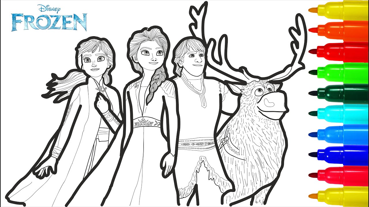 DISNEY FROZEN 2 Coloring Pages | Disney Frozen 2 Colouring Pages for Kids with Colored Markers
