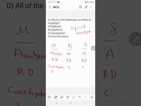 Pharmacy Question and Answer discussion: Q50: Actions of Morphine Drug