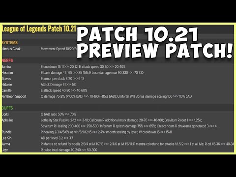 PATCH 10.21 PREVIEW NOTES LEAGUE OF LEGENDS