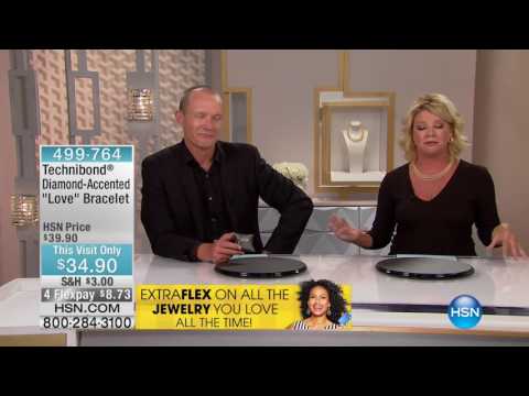 Technibond DiamondAccented "Love" Adjustable Bracelet