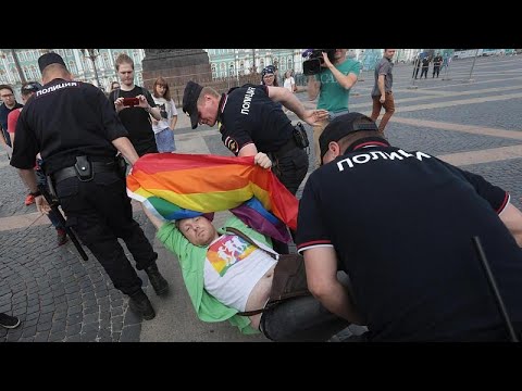 Russian police break up Gay Pride protest in St Petersburg