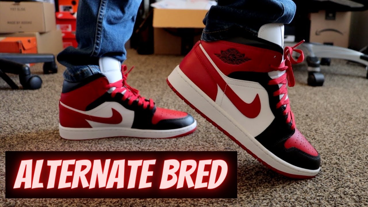 Watch Jordan 1 Mid Alternate Bred Toe Unboxing + On Feet! now Jordan 1 Mid Alternate Bred Toe Unboxing + On Feet!
