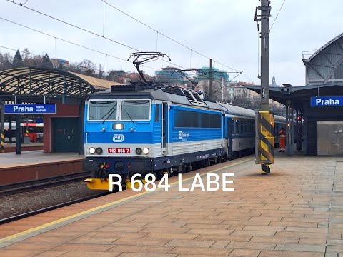 Peršing 162 065 - 7 v čele rychlíku R 684 Labe směr Děčín hl.n. Praha hl.n.