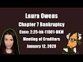 Laura Owens Bankruptcy Case Meeting Of The Creditors January 12 2026