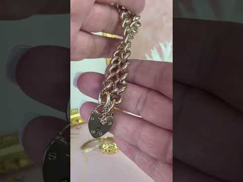 Antique Victorian 9ct Rose Gold And Diamond Padlock Bracelet - 1901