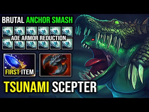 EPIC AoE Armor Reduct 1st Scepter Tsunami Tidehunter | Brutal Carry with Imba Anchor Smash Dota 2
