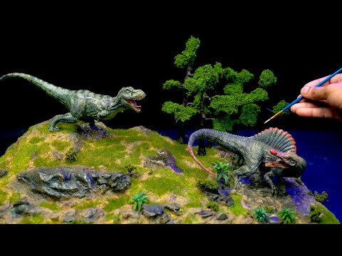 How to make T-rex vs Spinosaurus Diorama / Polymer Clay Sculpture