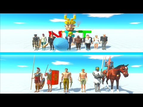 NEW MODERN HUMANS Team vs ANCIENT HUMANS - Team Animal Revolt Battle Simulator ARBS