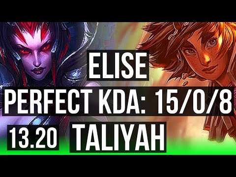 ELISE vs TALIYAH (JNG) | 15/0/8, Legendary, 1.0M mastery, 300+ games | BR Diamond | 13.20