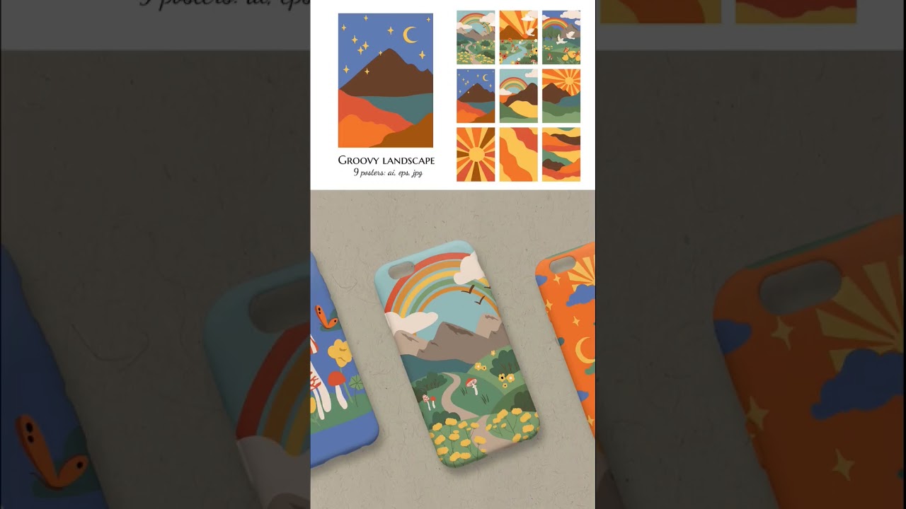 Example of using vector illustration from Groovy landscape clipart, Design ideas for products