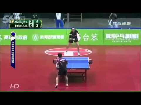 Jean-Michel Saive and Chuang Chih-yuan hilariously absurd table tennis match