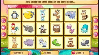 Memory game memory booster animals level1 to level5 complete