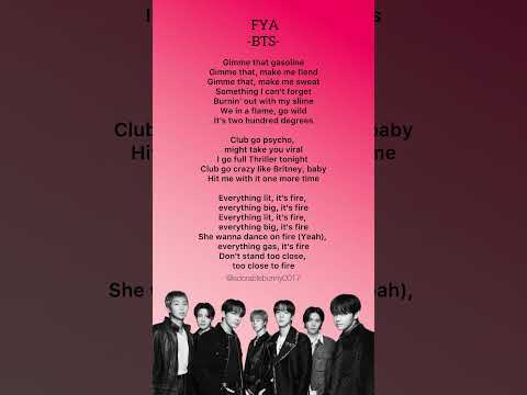 FYA Lyrics | BTS #fya #bts #swim #arirang #hybe #shorts #trending #netflix #reels #fyp #explore