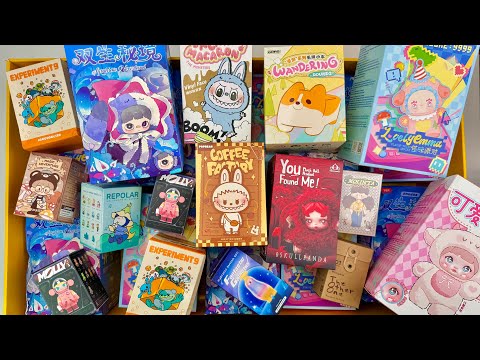 39 mins of mystery blind boxes MayMei, Labubu, Nommi, SkullPanda ASMR No Talking Satisfying Sounds