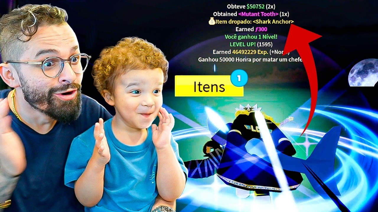 PEGANDO O NOVO ITEM MAIS RARO do BLOX FRUITS na CONTA DO MEU FILHO