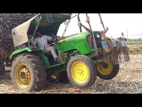 John deere 5310 tractor pulling loaded sugar cane trolley | Sugar cane load | उसाचा ट्रॅक्टर Tractor