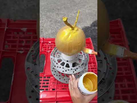 Hướng dẫn sơn quả dừa nhũ vàng chưng Tết