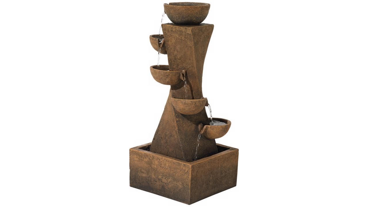 Video1 of Cascading Bowls 27 1/2" High Modern Fountain with LED Light