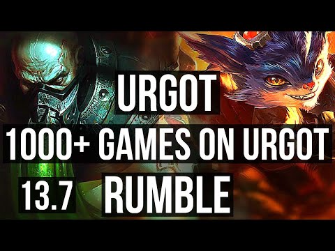 URGOT vs RUMBLE (TOP) | 1000+ games, 1.0M mastery, 4/2/8 | KR Master | 13.7