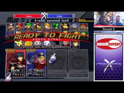 Crossfire Gaming's: Smashburger Melee 17 Kaeon (Marth) vs Uhaul (Falcon)