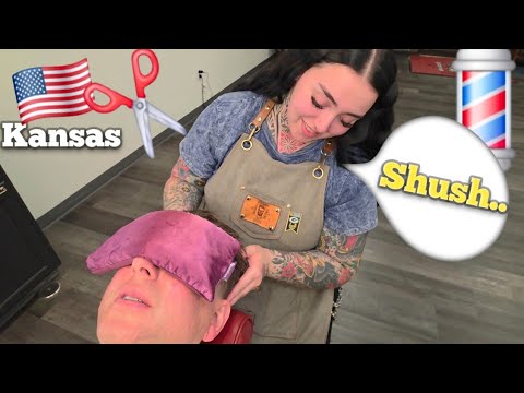 💈Kansas Female Barber Likes Quiet 🤫 Full-Service Pamper Treatment (Haircut, Shave & Massage) 🇺🇸