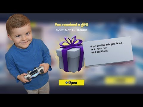 Gifting *5 YEAR OLD KID* FREE NEW Fortnite Skins! & Spending 800 V-Bucks NEW Dance Emote!