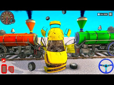 Car Monster Truck Bus and Formula F1 Car Train Derby Demolition Simulator - Android Gameplay.