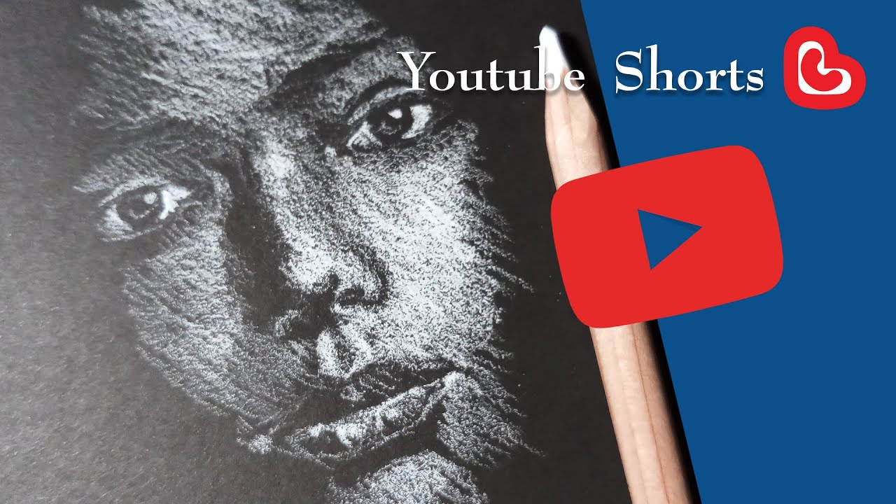 Reverse Shading Drawing #shorts | White Charcoal Drawing on Black Paper
