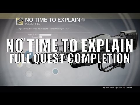 Destiny - New Exotic "No Time To Explain" Pulse Rifle - Full Quest Chain Guide