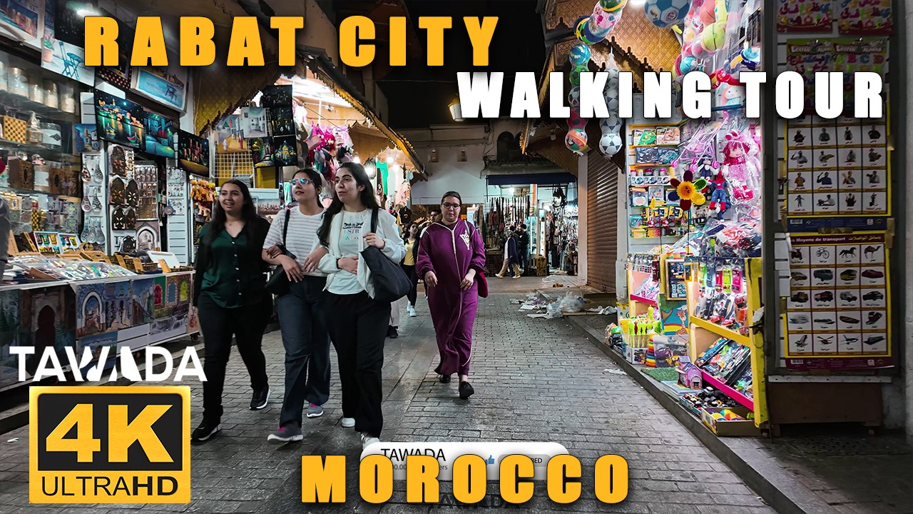 Immersive street-level walking tour through Rabat, Morocco, showcasing authentic urban landscapes, local architecture, and the vibrant atmosphere of the city's neighborhoods