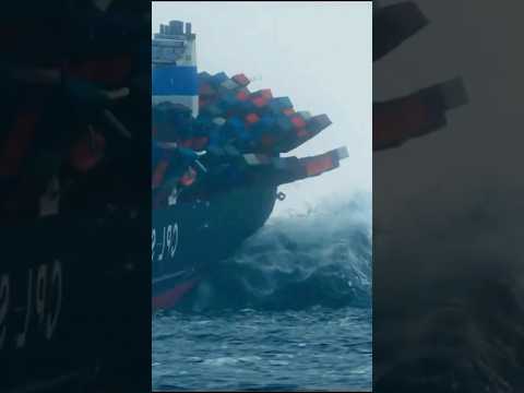 Huge Container Ship Looses All Its Cargo in Rough Seas 🤯 #storm