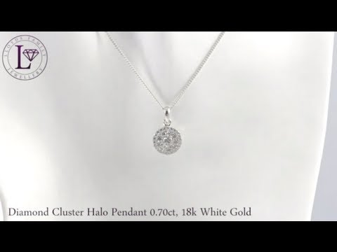 Diamond Cluster Halo Pendant 0.70ct, 18k White Gold (LFSE2688P)
