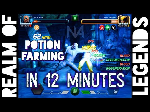 12 minute Realm of Legends Speedrun - Potion Farming with 6 Star Rank 3 Nick Fury